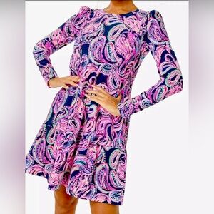 Lilly Pulitzer Vibrant Pink and Blue Paisley Dress